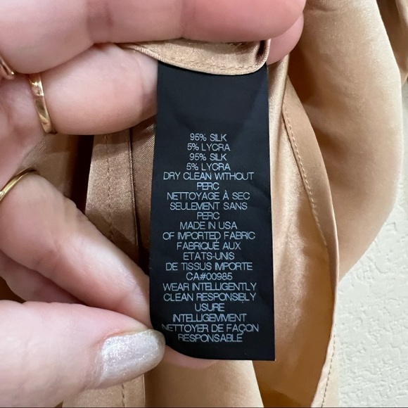 Maria + Cornejo Silk Blouse Womens Sz 8 Gold Brown Oversized Draped Pleated Read - Picture 2 of 9